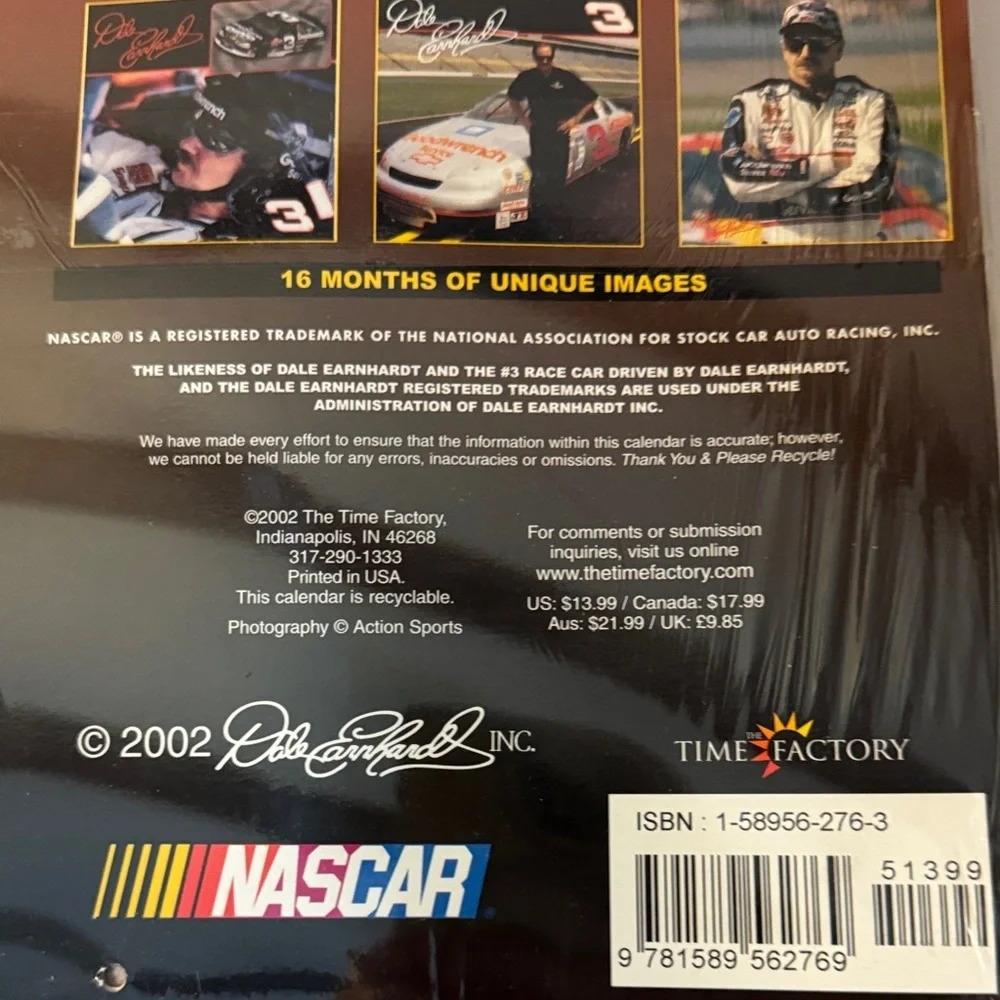 Dale Earnhardt NASCAR Calendar